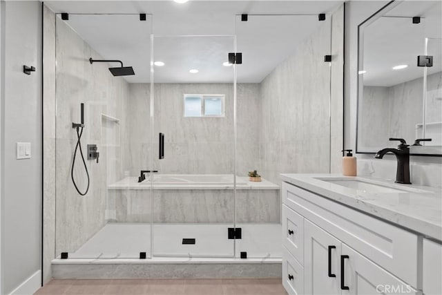 2014 Cumberland Rd, Glendora, CA 91741 - bathroom with vanity and a marble finish shower