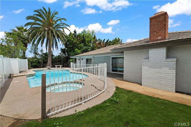 2014 Cumberland Rd, Glendora, CA 91741 - view of swimming pool featuring a fenced backyard, an in-ground hot tub, and a patio