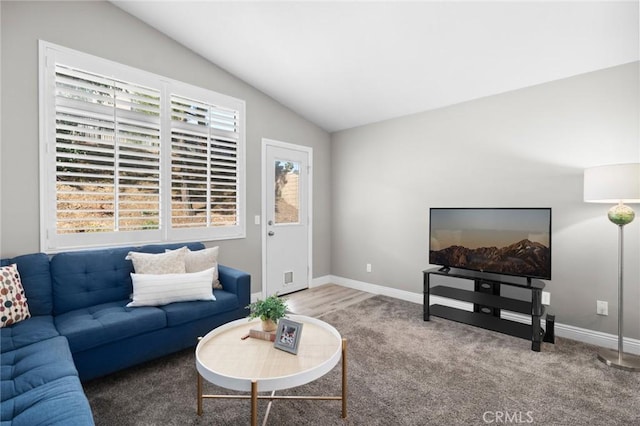 1324 Soundview Cir, Corona, CA 92881 - carpeted living room with vaulted ceiling and baseboards