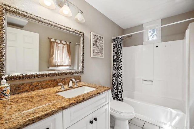 1529 Cloverdale Rd, Escondido, CA 92027 - full bath with vanity, toilet, shower / bath combination with curtain, and tile patterned flooring