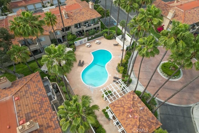 25847 Mcbean Pkwy Unit 25, Valencia, CA 91355 - bird's eye view of a pool area