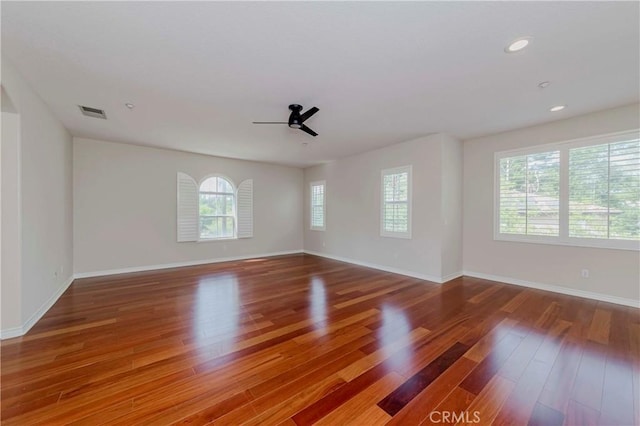 211 Franklin Ave, Redlands, CA 92373 - unfurnished room featuring wood finished floors, recessed lighting, baseboards, and a ceiling fan