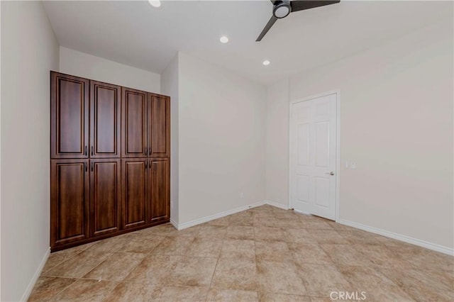 211 Franklin Ave, Redlands, CA 92373 - unfurnished bedroom with baseboards, ceiling fan, and recessed lighting