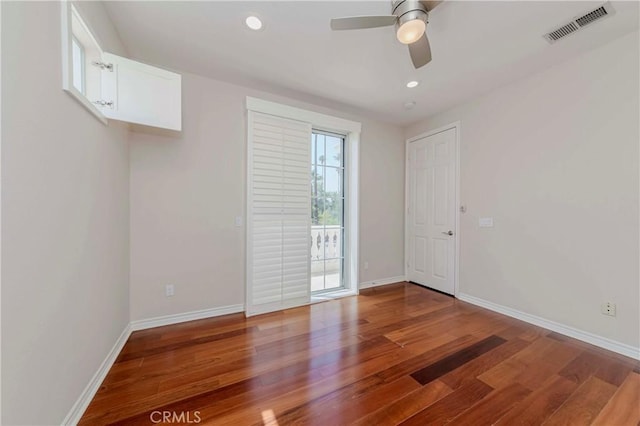 211 Franklin Ave, Redlands, CA 92373 - spare room featuring baseboards, wood finished floors, a ceiling fan, and recessed lighting