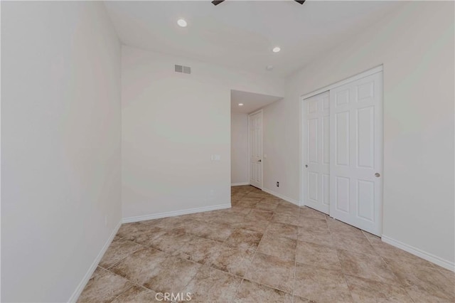 211 Franklin Ave, Redlands, CA 92373 - unfurnished bedroom with a closet, recessed lighting, baseboards, and ceiling fan