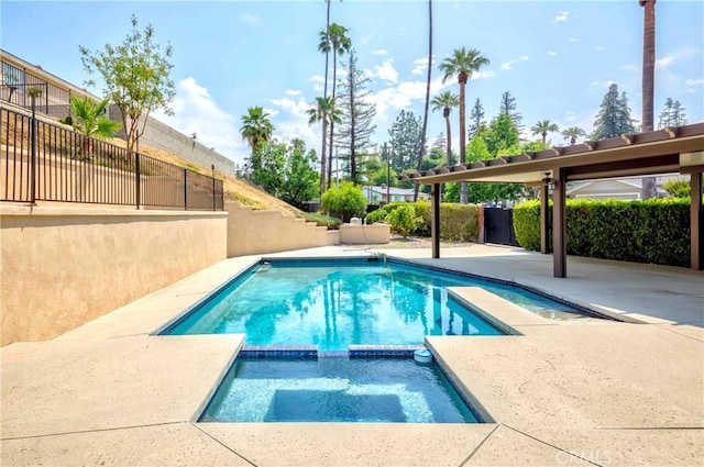 211 Franklin Ave, Redlands, CA 92373 - view of swimming pool with a pool with connected hot tub and a patio area