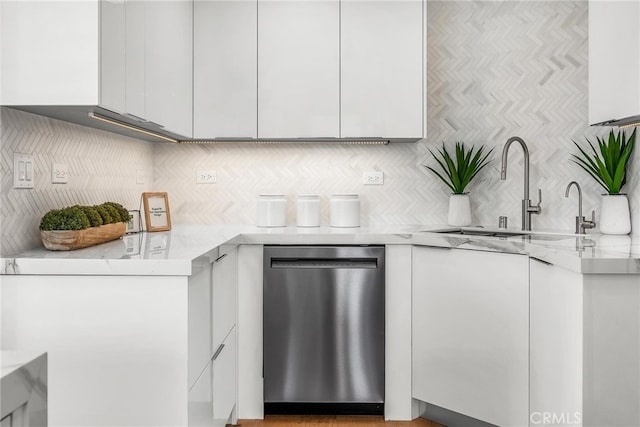 200 S Catalina Ave Unit 403, Redondo Beach, CA 90277 - kitchen featuring dishwasher, white cabinets, and tasteful backsplash