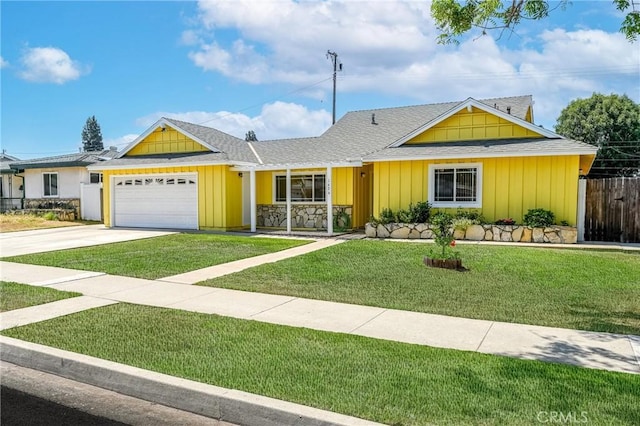 1426 E Colver Pl, Covina, CA 91724 - ranch-style home with a garage, concrete driveway, board and batten siding, and a shingled roof