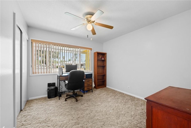 1426 E Colver Pl, Covina, CA 91724 - carpeted office featuring a ceiling fan and baseboards