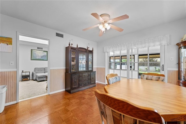 1426 E Colver Pl, Covina, CA 91724 - dining space featuring a wainscoted wall and a ceiling fan