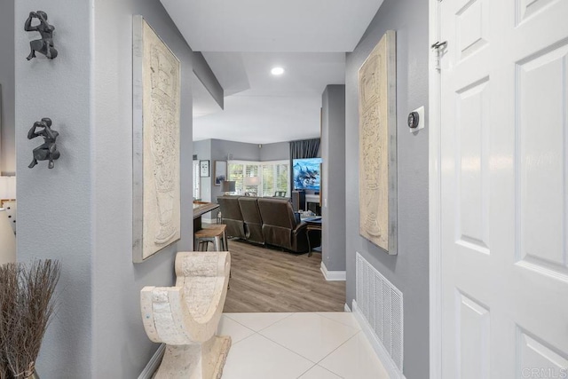 4520 Tarantella Ln, San Diego, CA 92130 - hallway with recessed lighting, tile patterned floors, and baseboards