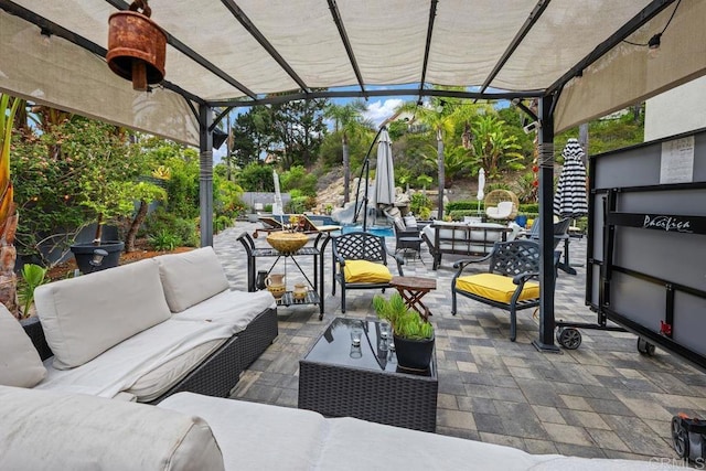 4520 Tarantella Ln, San Diego, CA 92130 - view of patio / terrace featuring an outdoor living space and a pergola