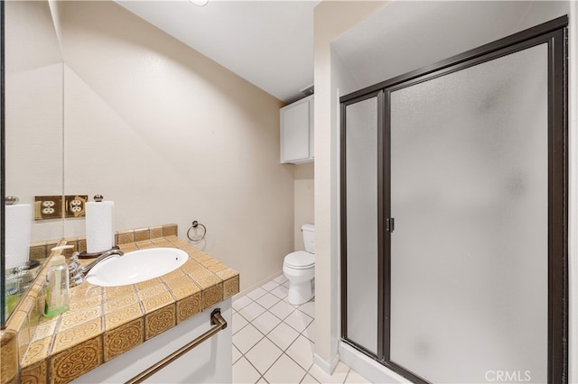 2360 Oakleaf Canyon Rd, Walnut, CA 91789 - full bathroom with tile patterned flooring, a shower stall, vanity, and toilet