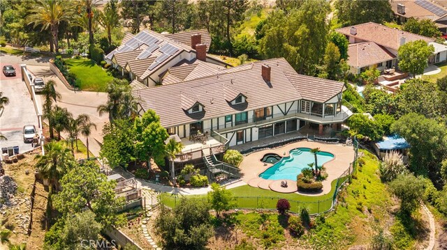 2360 Oakleaf Canyon Rd, Walnut, CA 91789 - view from above of property featuring a pool