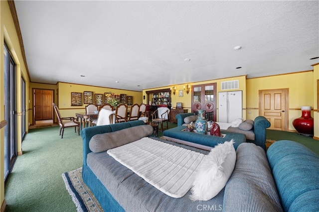 2360 Oakleaf Canyon Rd, Walnut, CA 91789 - carpeted living area featuring a textured ceiling