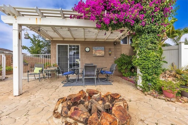 31488 Hallwood Ct, Menifee, CA 92584 - view of patio featuring a pergola and outdoor dining space