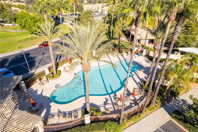 1574 Litchfield Ct, Banning, CA 92220 - aerial view of a pool area