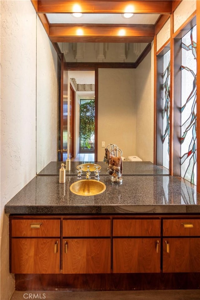 23615 Falcons View Dr, Diamond Bar, CA 91765 - bathroom with vanity and a textured wall