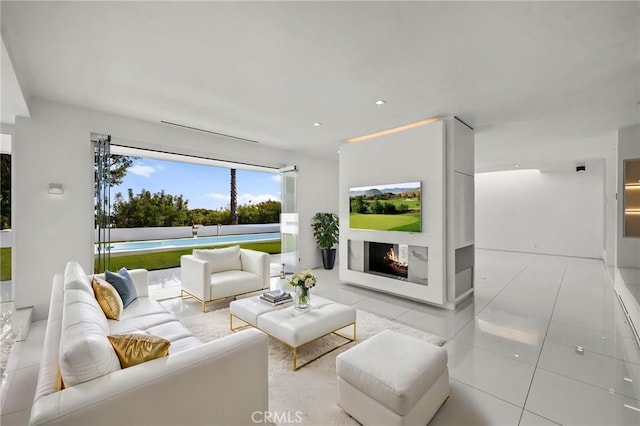 1046 N Hillcrest Rd, Beverly Hills, CA 90210 - tiled living room featuring recessed lighting