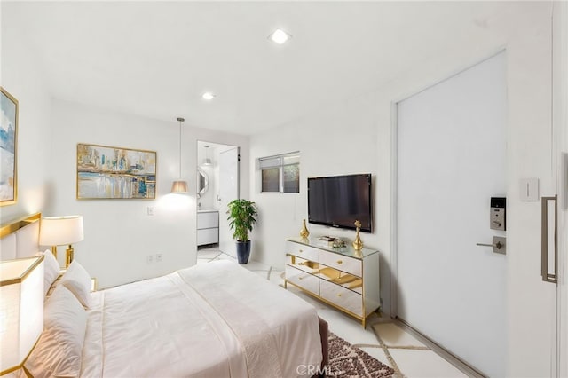 1046 N Hillcrest Rd, Beverly Hills, CA 90210 - bedroom with stacked washer and clothes dryer and recessed lighting