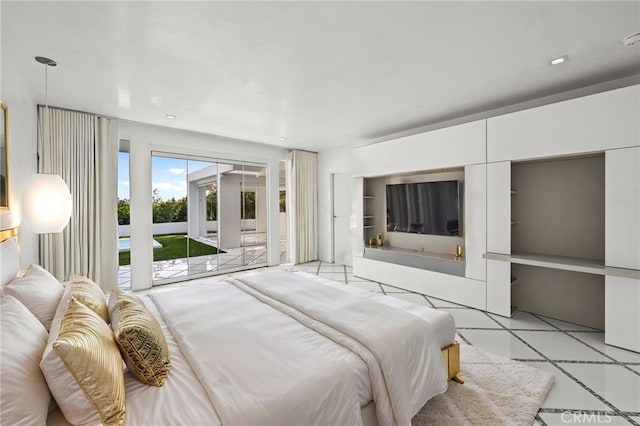 1046 N Hillcrest Rd, Beverly Hills, CA 90210 - bedroom featuring access to outside and tile patterned flooring