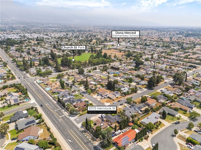 10113 Hemlock St, Rancho Cucamonga, CA 91730 - aerial overview of property's location featuring nearby suburban area