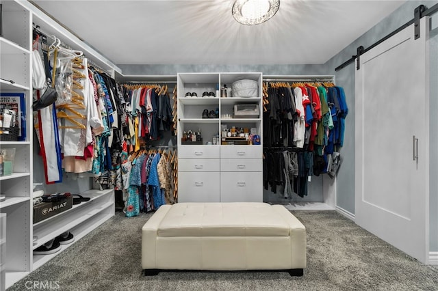 10113 Hemlock St, Rancho Cucamonga, CA 91730 - walk in closet with a barn door and carpet flooring
