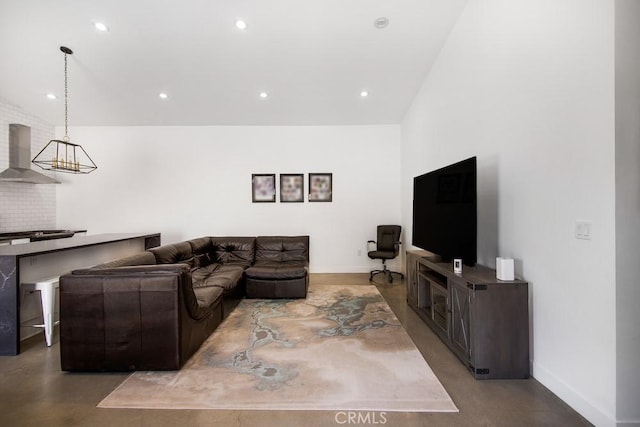 1923119229 Cantara St, Reseda, CA 91335 - living room featuring baseboards, finished concrete floors, and recessed lighting
