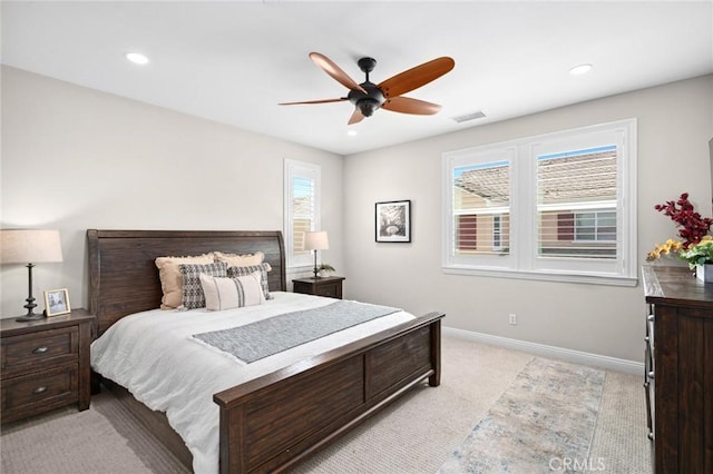108 Sideways, Irvine, CA 92618 - bedroom with light carpet, recessed lighting, and a ceiling fan
