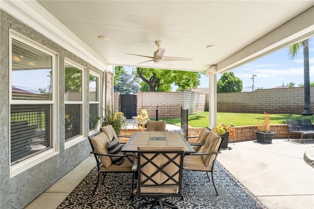 1270 Belle Rd, Calimesa, CA 92320 - view of patio with outdoor dining space and ceiling fan