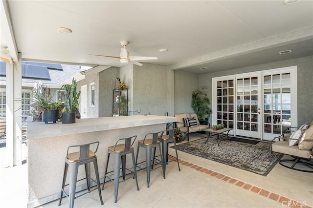 1270 Belle Rd, Calimesa, CA 92320 - view of patio / terrace with french doors and ceiling fan