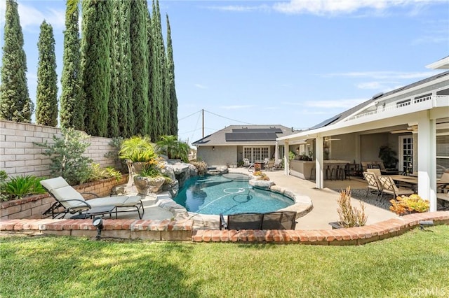 1270 Belle Rd, Calimesa, CA 92320 - view of swimming pool with a patio area and a fenced backyard