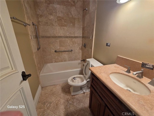 10040 Mattock Ave, Downey, CA 90240 - bathroom featuring  shower combination, toilet, vanity, and tile patterned floors