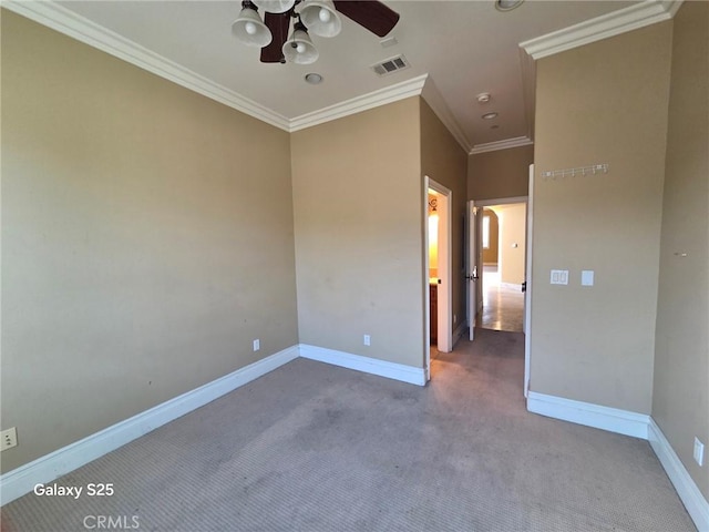 10040 Mattock Ave, Downey, CA 90240 - unfurnished room featuring carpet flooring, ceiling fan, baseboards, and ornamental molding