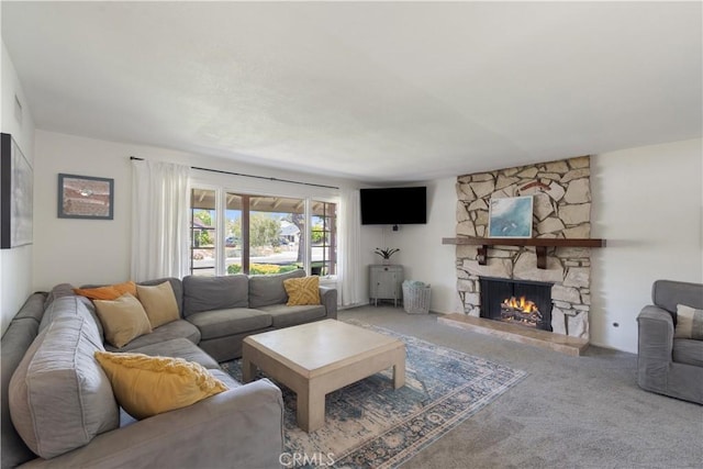 3812 Denwood Ave, Los Alamitos, CA 90720 - living area featuring carpet floors and a fireplace