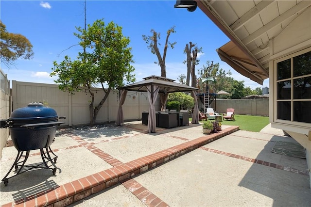3812 Denwood Ave, Los Alamitos, CA 90720 - fenced backyard featuring a patio area and a gazebo