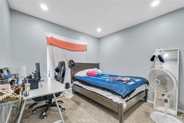 1264 N Mulberry Ave, Rialto, CA 92376 - carpeted bedroom featuring a desk and recessed lighting