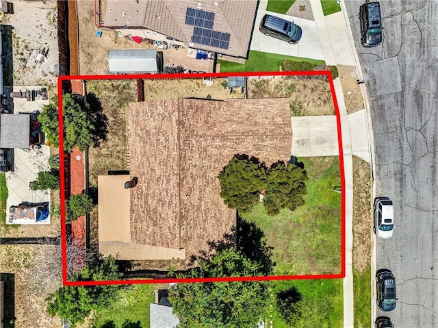 1264 N Mulberry Ave, Rialto, CA 92376 - aerial overview of property's location featuring property parcel outlined