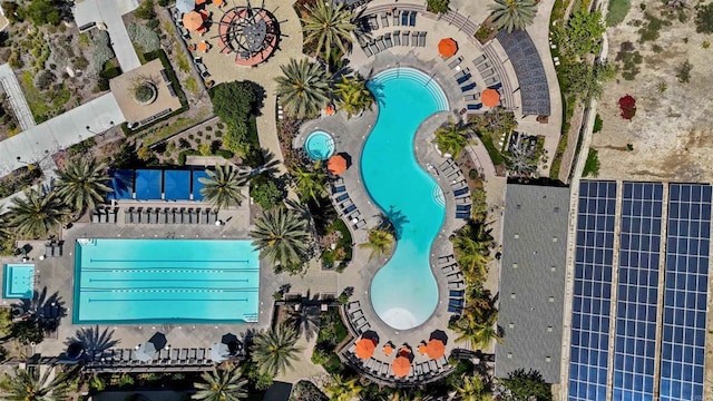 2510 Aperture Cir, San Diego, CA 92108 - aerial overview of property's location with a pool area