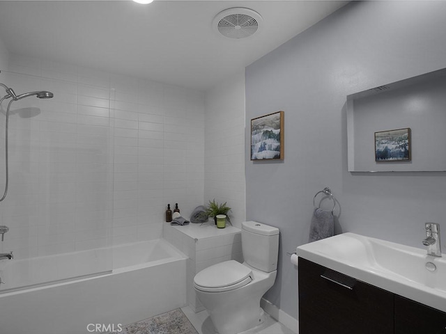 5016 Bakman Ave Unit 304, North Hollywood, CA 91601 - bathroom featuring toilet, vanity, shower / tub combination, and baseboards
