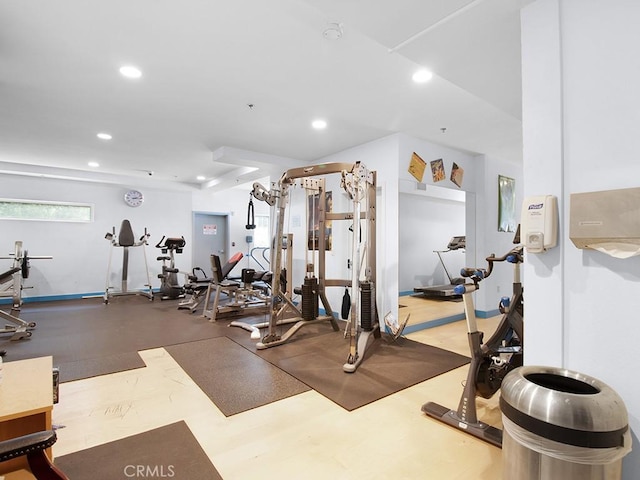 5016 Bakman Ave Unit 304, North Hollywood, CA 91601 - exercise room featuring recessed lighting