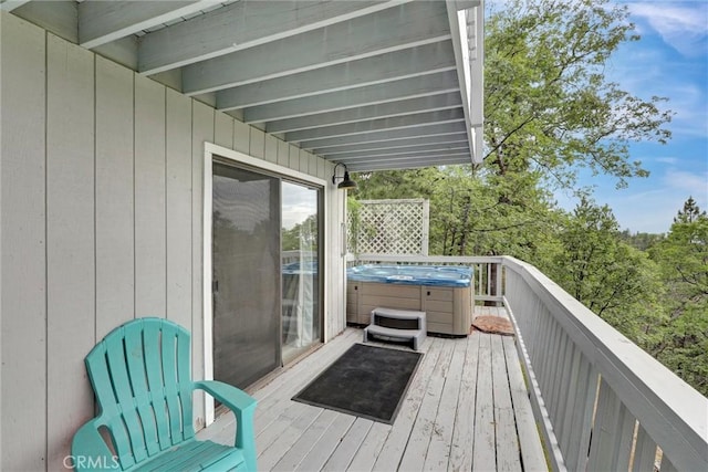 30396 Live Oak Dr, Running Springs, CA 92382 - wooden terrace with a hot tub