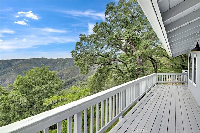 30396 Live Oak Dr, Running Springs, CA 92382 - wooden terrace featuring a mountain view