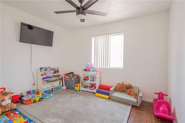 22780 Shawnee Rd, Apple Valley, CA 92308 - rec room with ceiling fan and wood finished floors