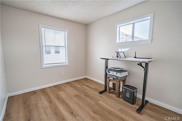 18209 Sierra Unit 45, Canyon Country, CA 91351 - office with healthy amount of natural light, light wood-type flooring, a textured ceiling, and baseboards