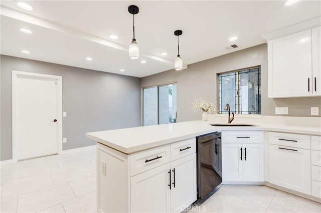 1320 Shadow Cir, Upland, CA 91784 - kitchen featuring dishwasher, a sink, a peninsula, light countertops, and recessed lighting