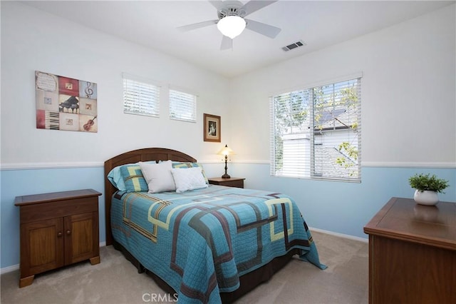15 Beacon, Ladera Ranch, CA 92694 - bedroom with light carpet, baseboards, and ceiling fan