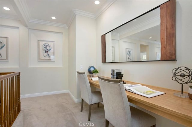 15 Beacon, Ladera Ranch, CA 92694 - home office with carpet floors, recessed lighting, ornamental molding, and baseboards