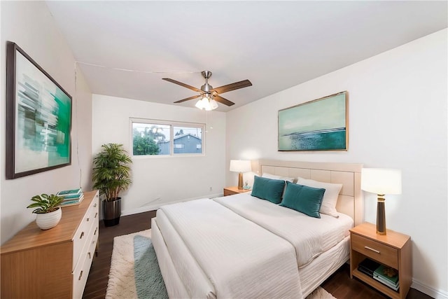 21323 Martin St, Carson, CA 90745 - bedroom featuring dark wood-style floors, ceiling fan, and baseboards