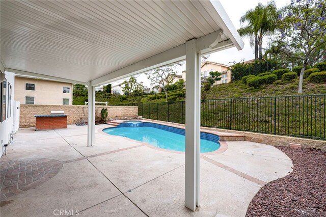16209 Eagleridge Ct, La Mirada, CA 90638 - view of pool featuring a patio, a fenced backyard, and a pool with connected hot tub